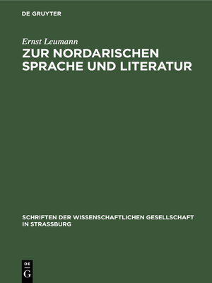 cover image of Zur nordarischen Sprache und Literatur